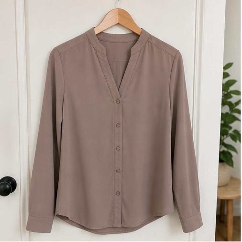 Taupe Pleated Blouse